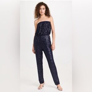 Susana Monaco blue sequin jumpsuit with pockets